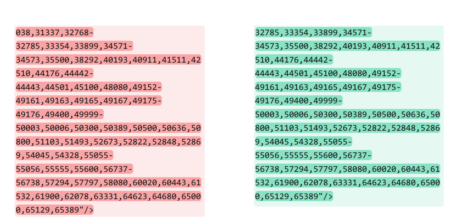 Nmap 7.97 has a shorter list of service ports being scanned.