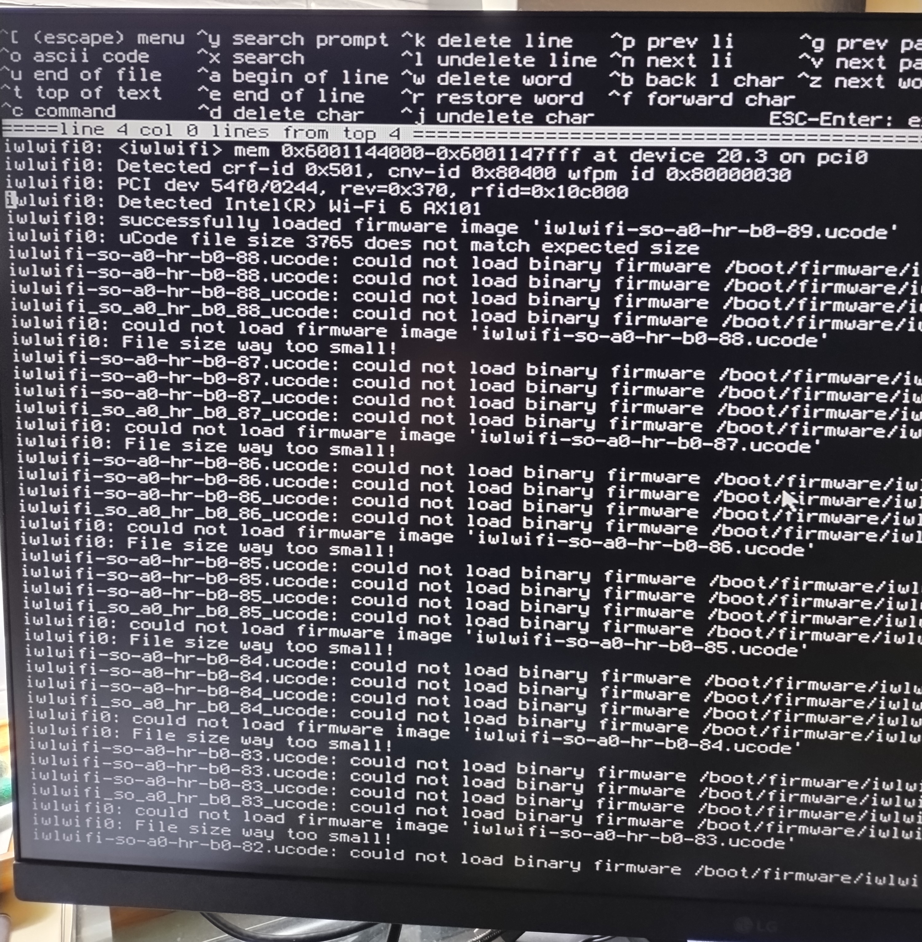 Downloaded firmware file for Intel WiFi iwlwifi produces "File too small" error on boot.