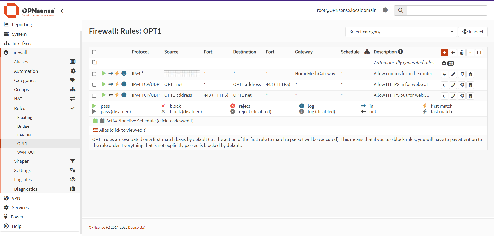 OPNSense WiFi interface rules to access router, let in HTTPS, and let out HTTPs.