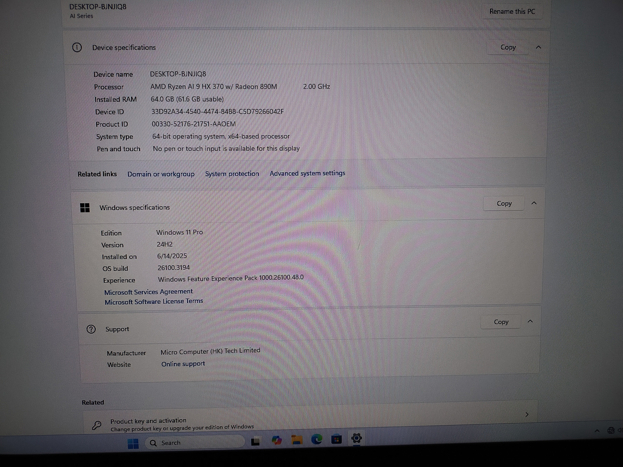 X1 Pro default Windows installation - Windows 11 Pro.