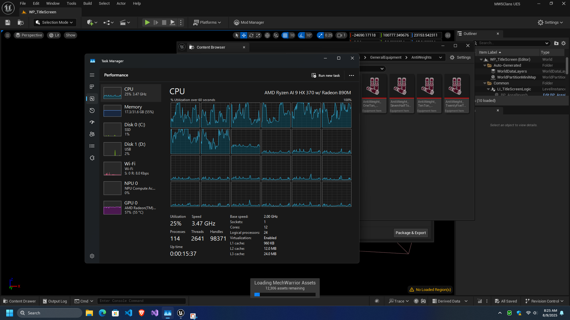 MechWarrior 5: Clans modding SDK based on Unreal Engine 5.5.4 - CPU load of 25+%.