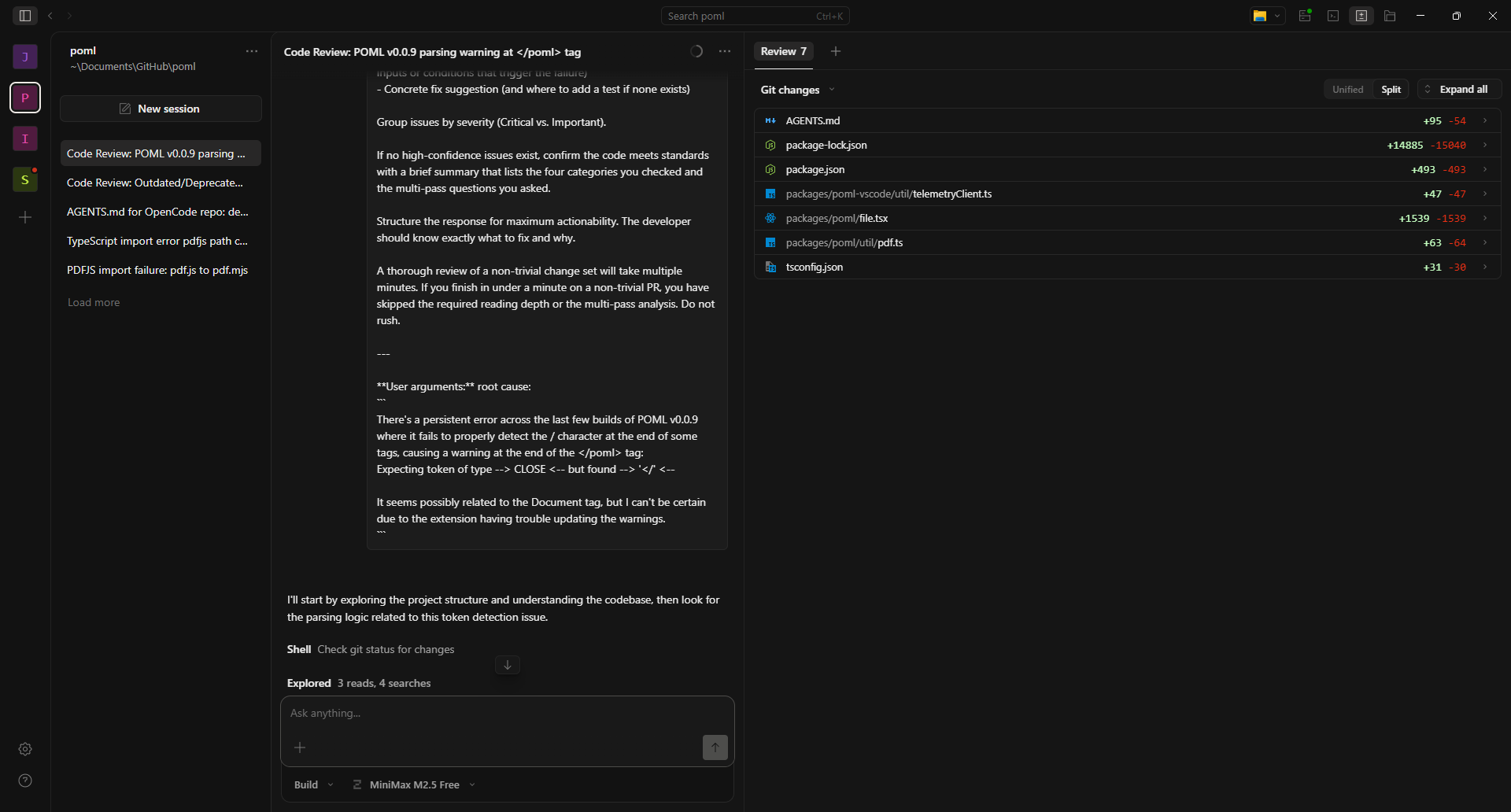 OpenCode - User prompt displays as plain text Markdown format.