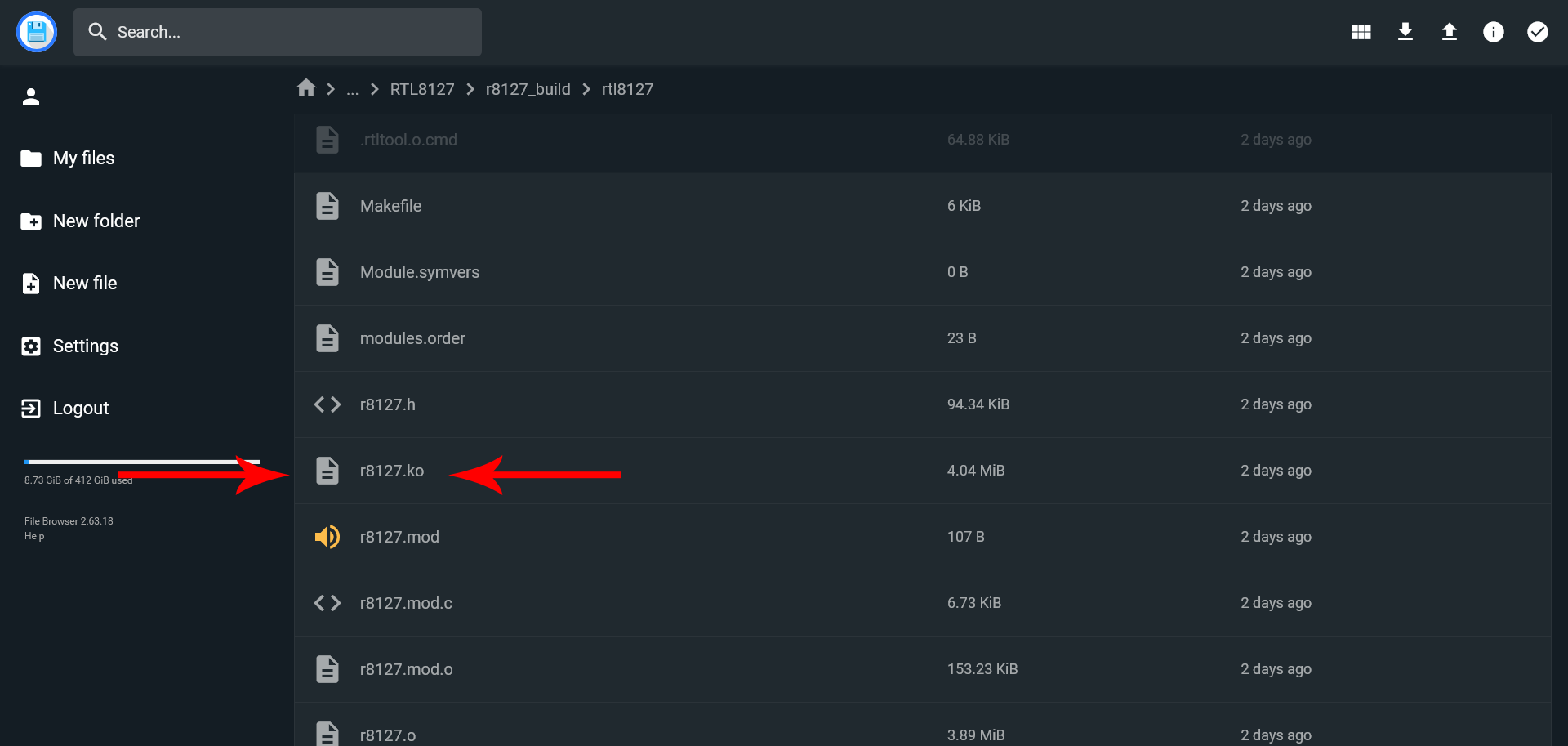 r8127.ko driver file in the r8127_build/rtl8127 folder.